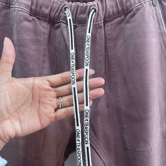 One by One Teaspoon Denim Jogger Pants Size XS Elastic Waist Jeans Cotton Y2K - Picture 3 of 10